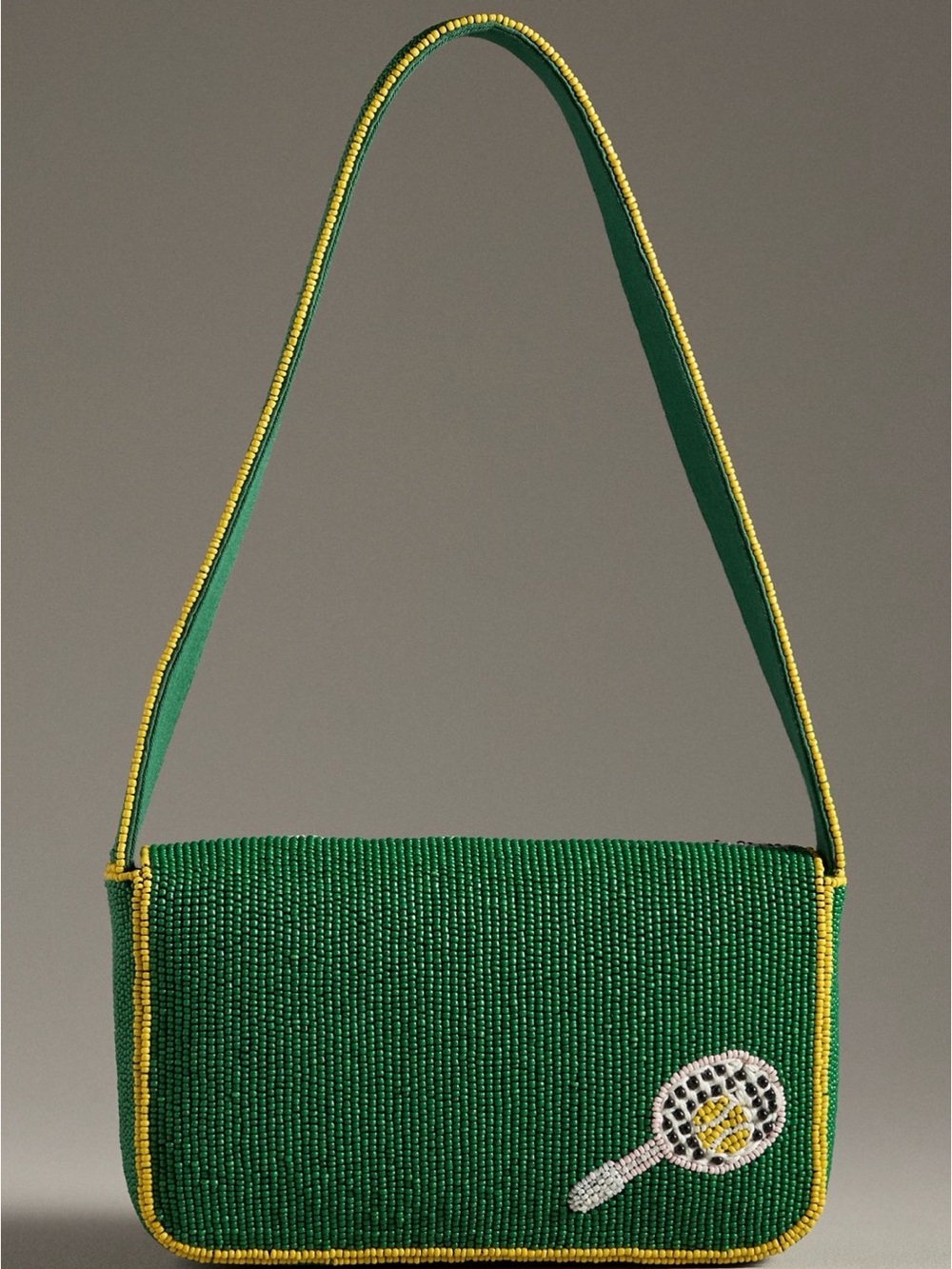 Anthropologie Beaded Fiona Beaded Bag Tennis Green - Picture 3 of 3